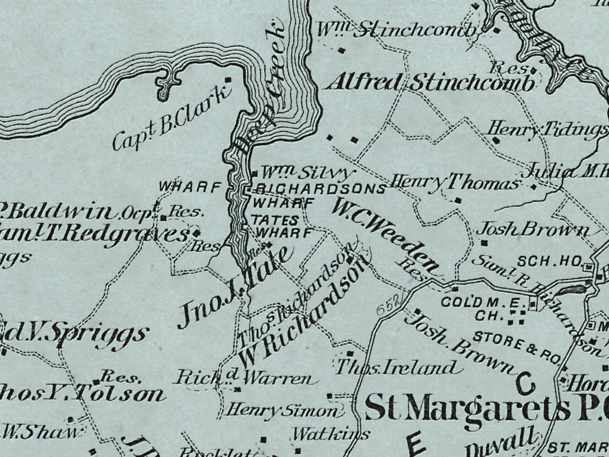 Map: Anne Arundel County - District 3, Jacobsville, St. Margarets, Waterford, Chesapeake Bay, Magothy River, Baltimore and Anne Arundel County 1878 (1878)