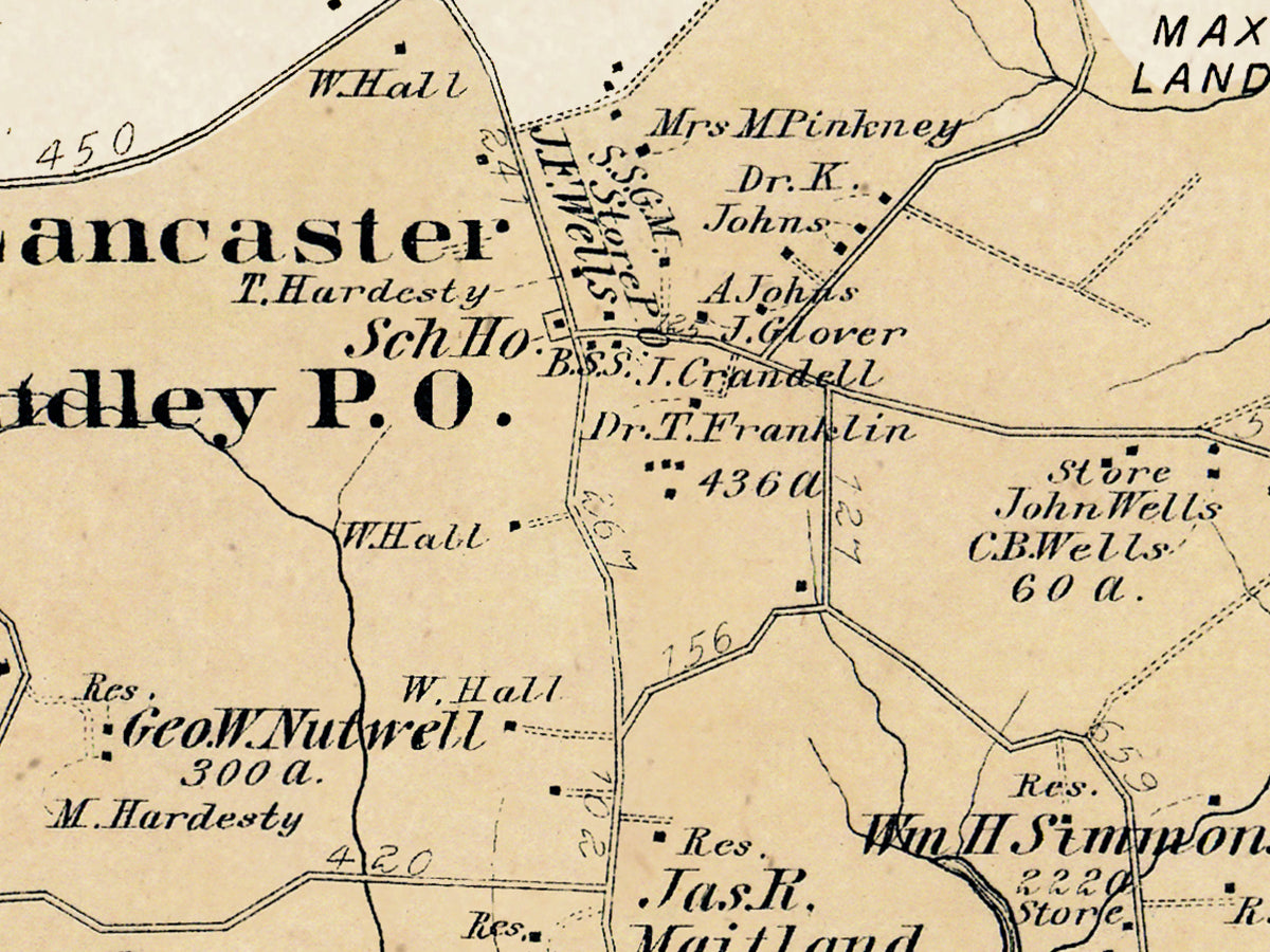 Map: Anne Arundel County - District 8, Friendship, Bristol, Jewell, Hills Landing, Lancaster, Baltimore and Anne Arundel County 1878 (1878)