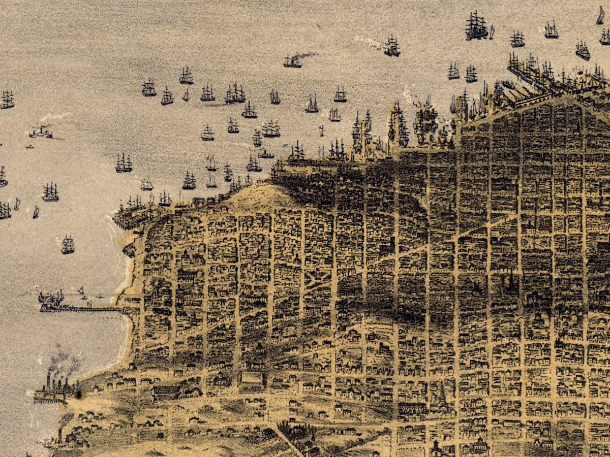 Map: San Francisco 1876 Bird's Eye View 24x34, San Francisco 1876 Bird's Eye View (1876)