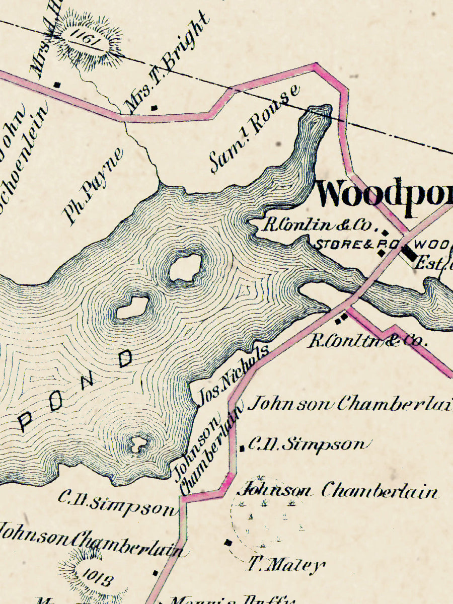 Map: Lake Hopatcong Map-Morris and Sussex Counties, Landing P.O., Morris County 1887 (1887)