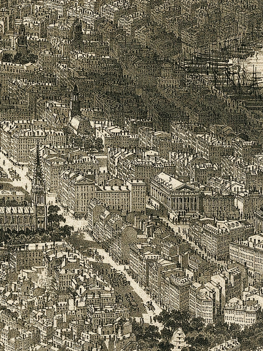 Map: New York City and Brooklyn 1851 Bird's Eye View 17x22, New York City and Brooklyn 1851 Bird's Eye View (1851)