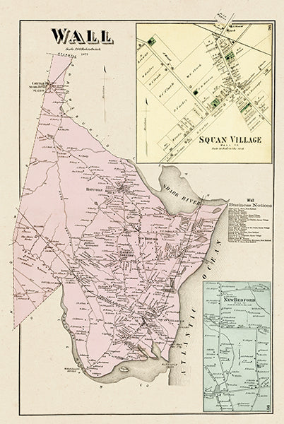 Map: Wall Township, Squan Village, New Bedford, Monmouth County 1873 (1873)