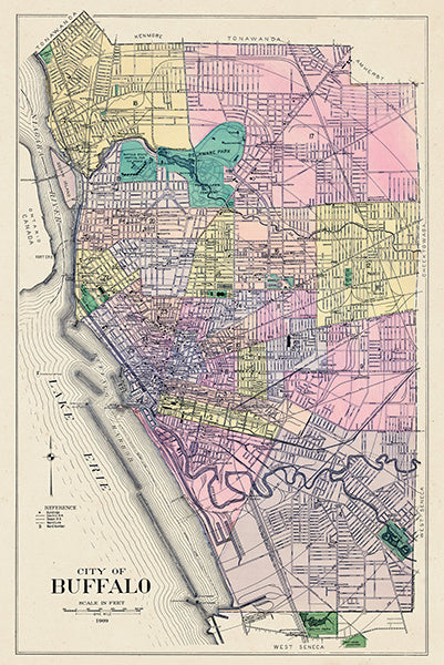 Map: Buffalo City - Ward Map, Erie County 1909 (1909)