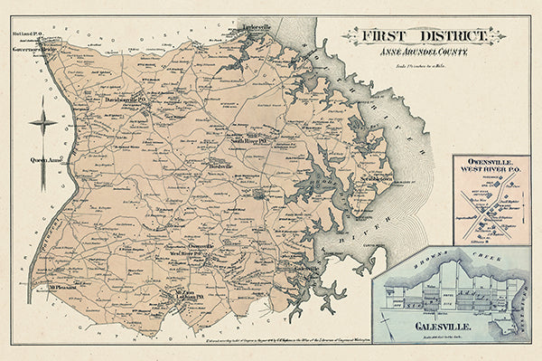 Map: Anne Arundel County - District 1, Galesville, Owensville, West River, Baltimore and Anne Arundel County 1878 (1878)