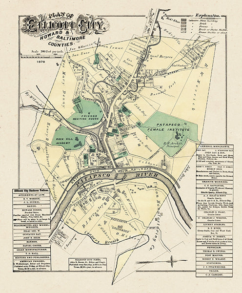 Map: Ellicott City, Baltimore and Howard County 1878 (1878)