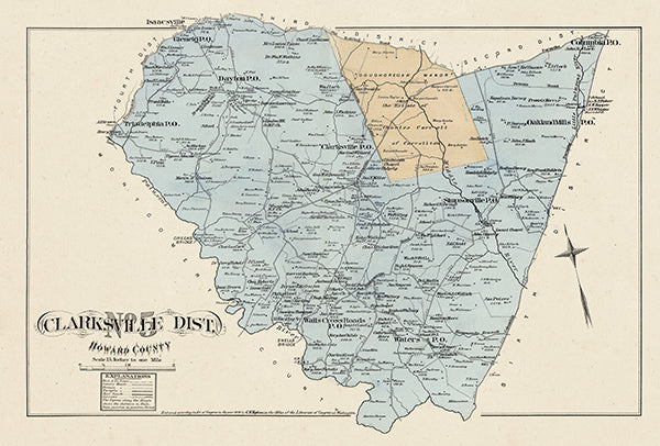 Map: Howard County - District 5, Clarksville, Dayton, Tridelphia, Waters, Simpsonville, Oakland Mills, Baltimore and Howard County 1878 (1878)