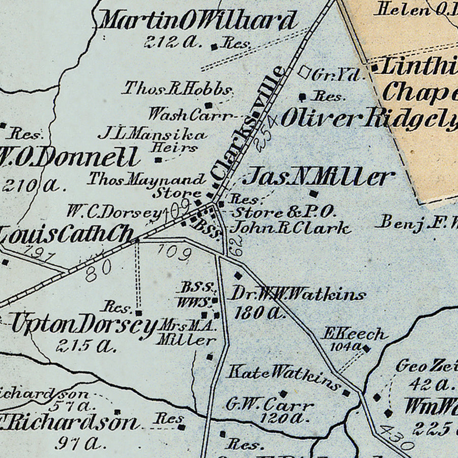 Map: Howard County - District 5, Clarksville, Dayton, Tridelphia, Waters, Simpsonville, Oakland Mills, Baltimore and Howard County 1878 (1878)