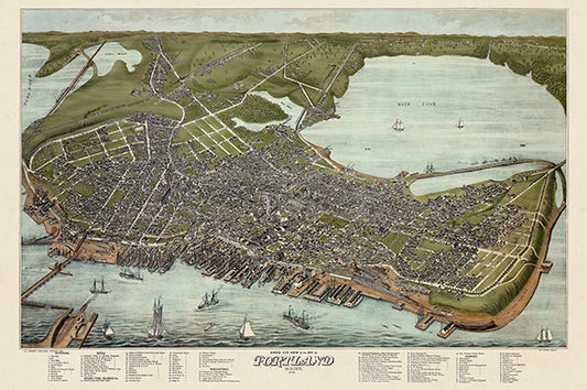 Map: Portland 1876 Bird's Eye View, Portland 1876 Bird's Eye View (1876)