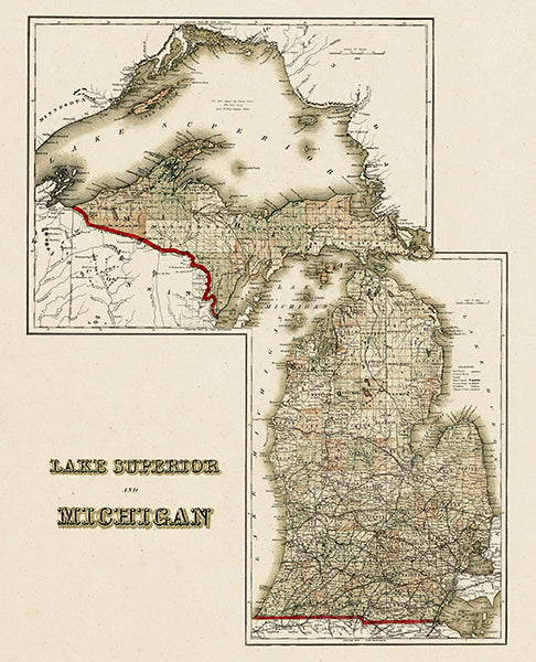 Map: Michigan State Map and Lake Superior Composite, Oakland County 1872 (1872)