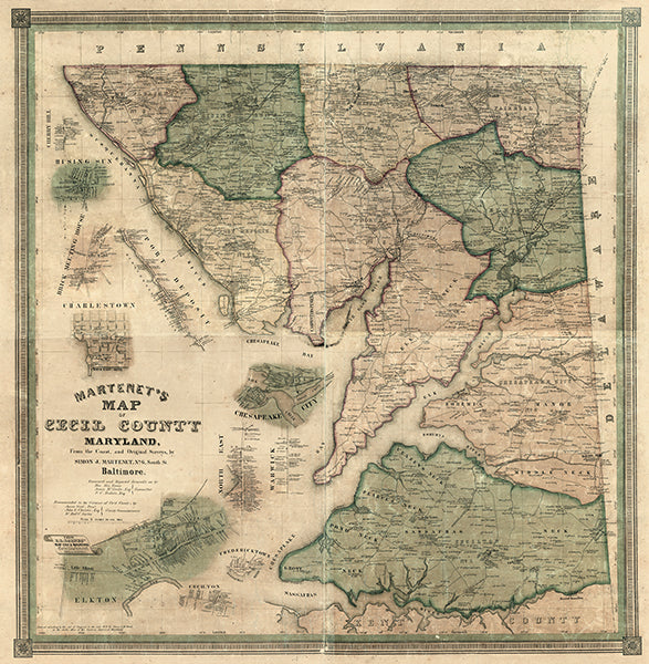 Map: Cecil County 1858 Wall Map 36x36, Cecil County 1858 Wall Map (1858)