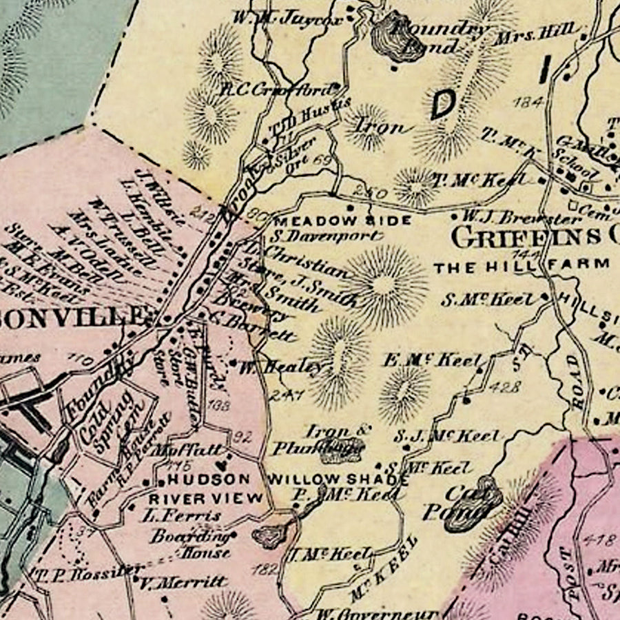 Map: Putnam Valley and Philipstown, Oregon, New York and its Vicinity 1867 (1867)