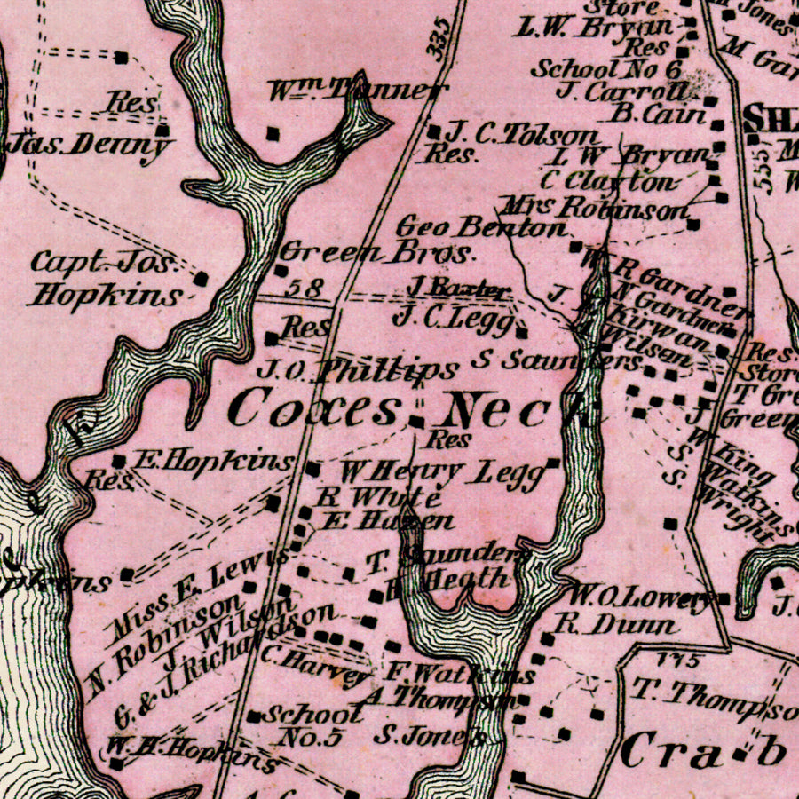 Map: Stevensville, Kent Island - District 4, Queenstown, Kent and Queen Anne Counties 1877 (1877)