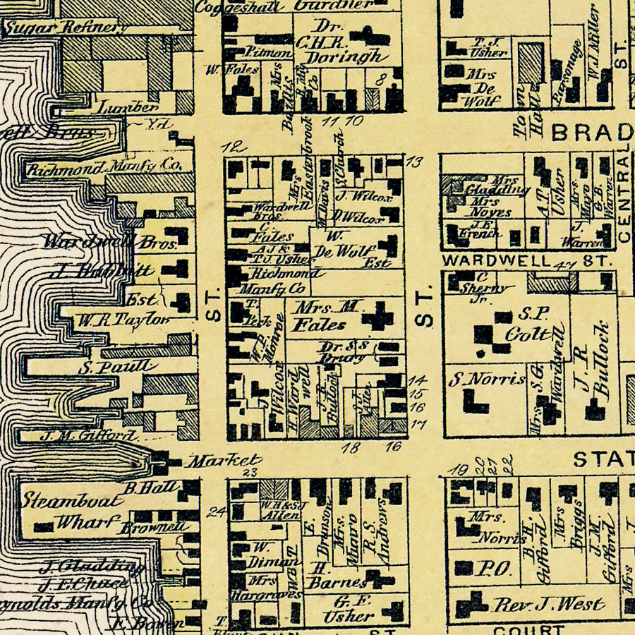 Map: Bristol Town, Rhode Island State Atlas 1870 (1870)