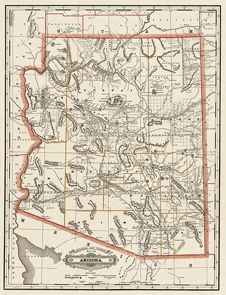 Map: Arizona 1887 State Map 24x31, Arizona 1887 State Map (1887)