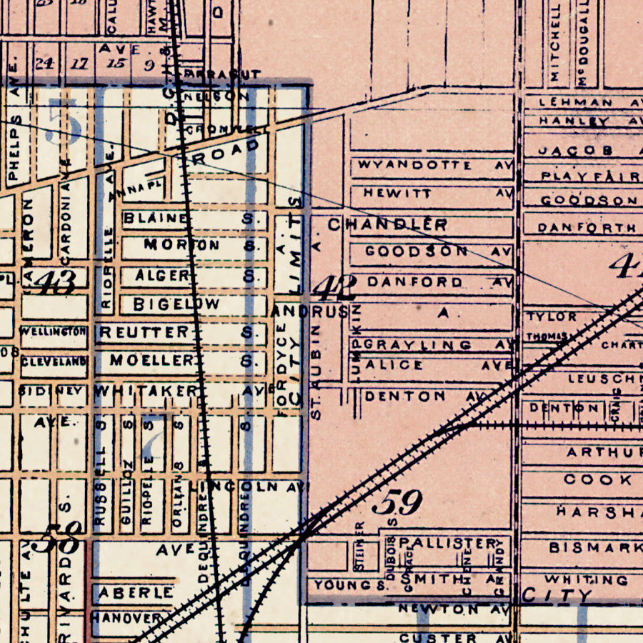 Map: Plate 008 - Detroit City, Wayne County 1883 with Detroit (1883)