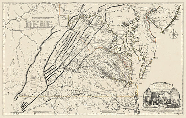 Map: Virginia 1755 Map of the Most Inhabited part of Virginia etc, Virginia 1755 Map of the Most Inhabited part of Virginia etc Created by Fry and Jefferson in 1751 (1755)