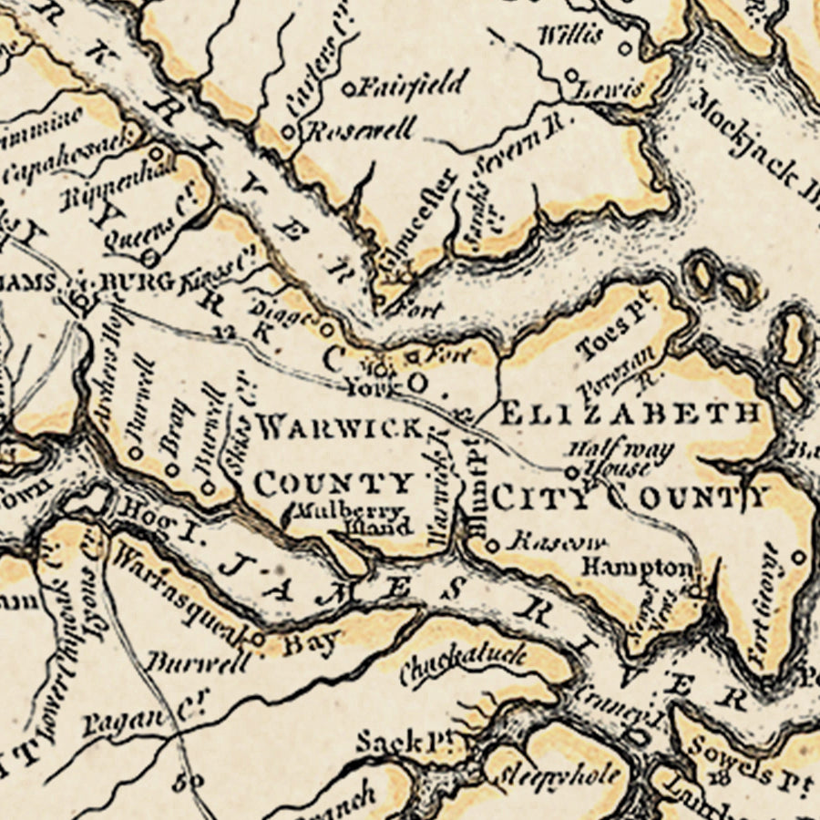 Map: Virginia 1755 Map of the Most Inhabited part of Virginia etc, Virginia 1755 Map of the Most Inhabited part of Virginia etc Created by Fry and Jefferson in 1751 (1755)