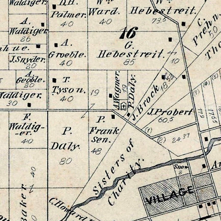 Map: Dearborn Township, Rouge, Wayne County 1876 with Detroit (1876)