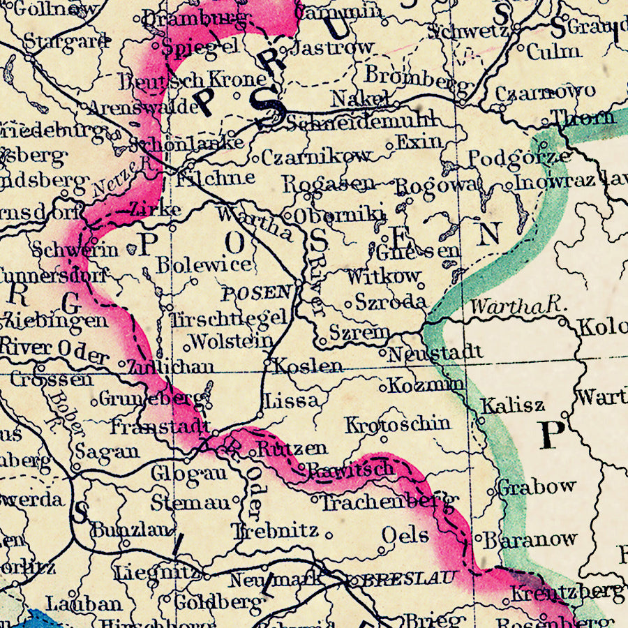 Map: Prussia, and the German States, World Atlas 1864 Mitchells New General Atlas (1864)