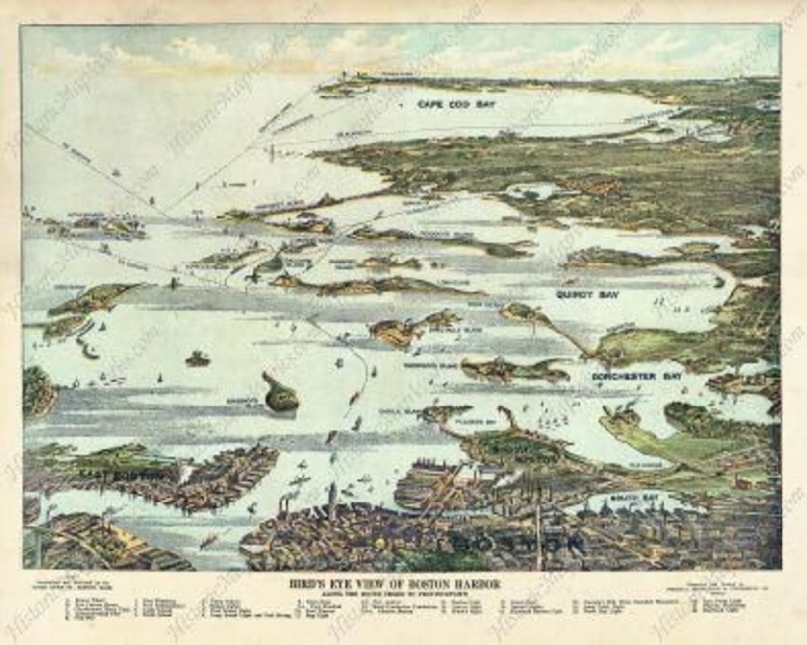 Map Boston Harbor 1930c Bird s Eye View Boston To Cape Cod Boston map-boston-harbor-1930c-bird-s-eye-view-boston-to-cape-cod-boston