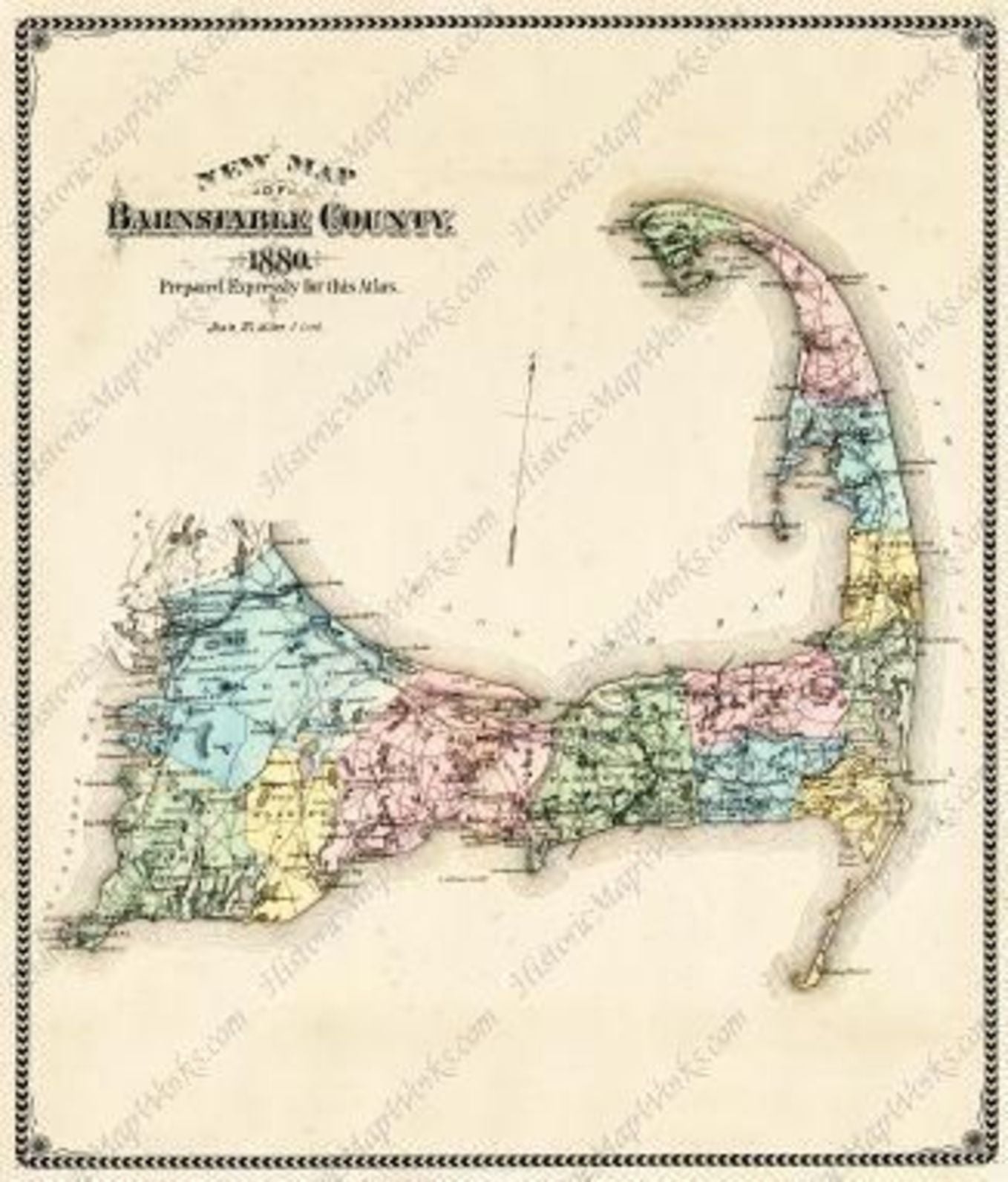 Map: Barnstable County and Cape Cod 1880 Single Map A, Barnstable Coun ...