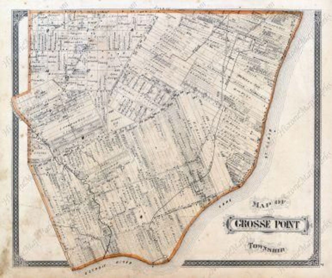 Map: Grosse Point Township, Detroit River, Lake St. Clair, Wayne Count ...